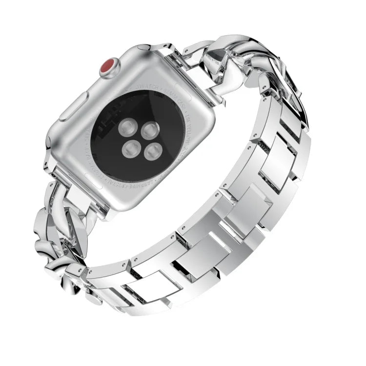 Single Row Denim Diamond Alloy Watchband, For Apple Watch Series 8&7 41mm / SE 2&6&SE&5&4 40mm / 3&2&1 38mm, For Apple Watch Series 8&7 45mm / SE 2&6&SE&5&4 44mm / 3&2&1 42mm
