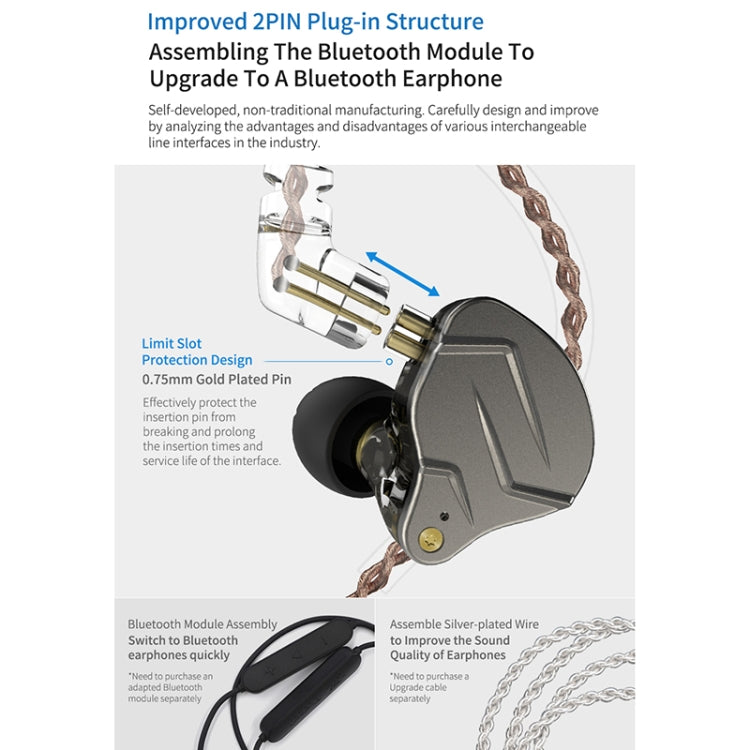 Écouteur filaire intra-auriculaire hybride KZ ZSN Pro, version micro ZSN (violet), version standard ZSN (gris), version standard ZSN (bleu), version standard ZSN (violet), version micro ZSN (gris), version micro ZSN (bleu)