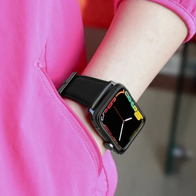 Bracelet de montre en cuir véritable ciré à l'huile, pour Apple Watch Series 8&7 41mm / SE 2&6&SE&5&4 40mm / 3&2&1 38mm, pour Apple Watch Series 7 41mm / 6 & SE & 5 & 4 40mm / 3 & 2 & 1 38mm