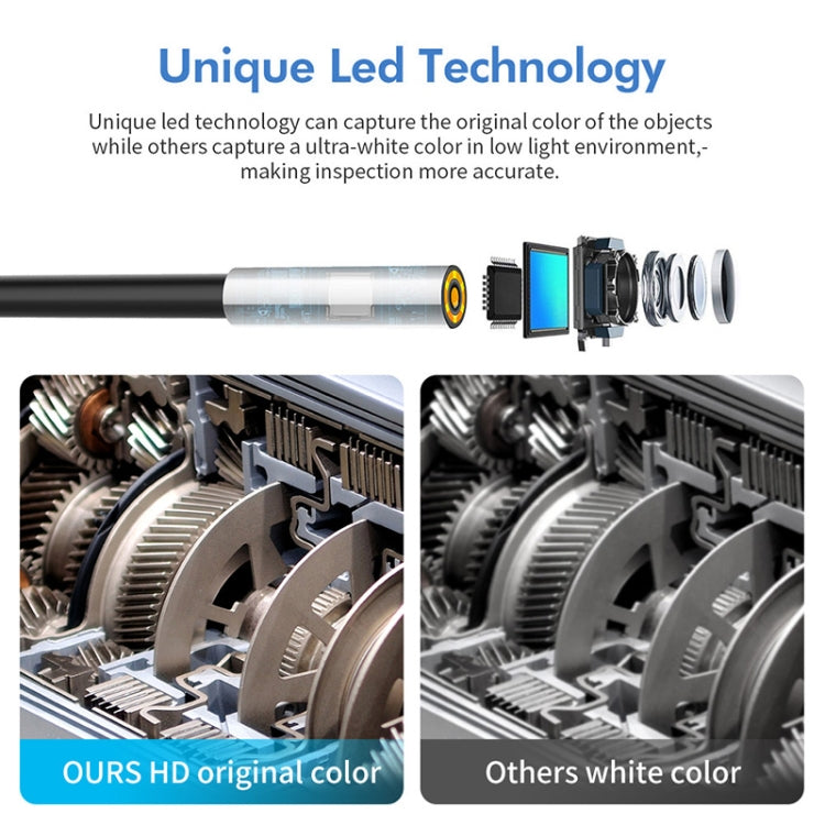 Caméra endoscopique industrielle WiFi HD autofocus double lentille 5MP 12mm Y17, câble rigide 1 m, câble rigide 3,5 m, câble rigide 5 m, câble rigide 10 m
