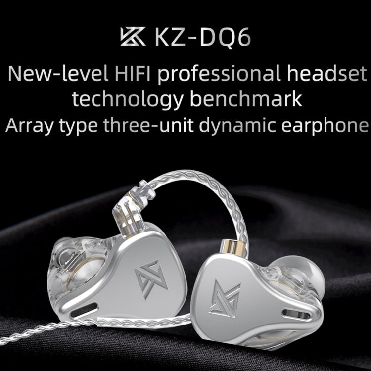 Écouteurs intra-auriculaires filaires dynamiques KZ DQ6 3 unités HiFi, Sans micro, Avec micro