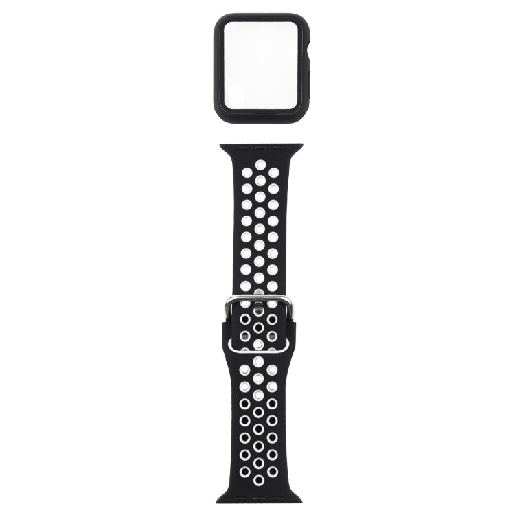 Bracelet de remplacement en silicone + étui de protection avec protection d'écran pour Apple Watch Series, 3 & 2 & 1 38 mm, pour Apple Watch Series 6 / 5 / 4 / Watch SE 40 mm