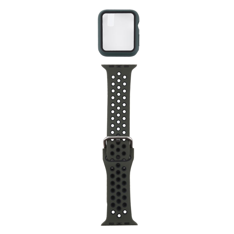 Bracelet de remplacement en silicone + étui de protection avec protection d'écran pour Apple Watch Series, 3 & 2 & 1 38 mm, pour Apple Watch Series 6 / 5 / 4 / Watch SE 40 mm