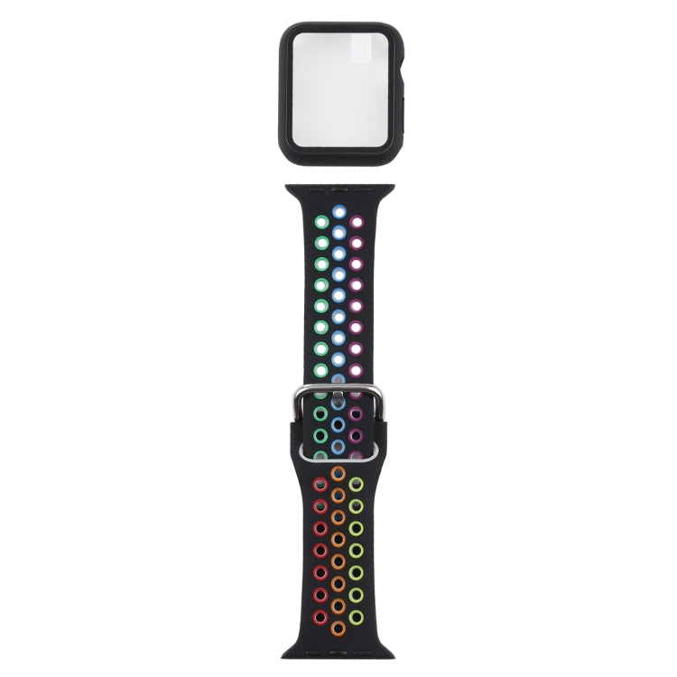 Bracelet de remplacement en silicone + étui de protection avec protection d'écran pour Apple Watch Series, 3 & 2 & 1 38 mm, pour Apple Watch Series 6 / 5 / 4 / Watch SE 40 mm
