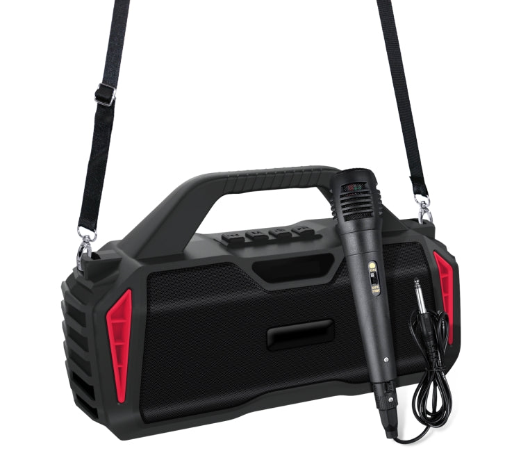 Nouvelle enceinte Bluetooth portable extérieure karaoké Rixing NR-6011M Bluetooth 5.0 avec microphone & sangle d'épaule, NR-6011M (rouge), NR-6011M (bleu), NR-6011M (vert), NR-6011M (noir)