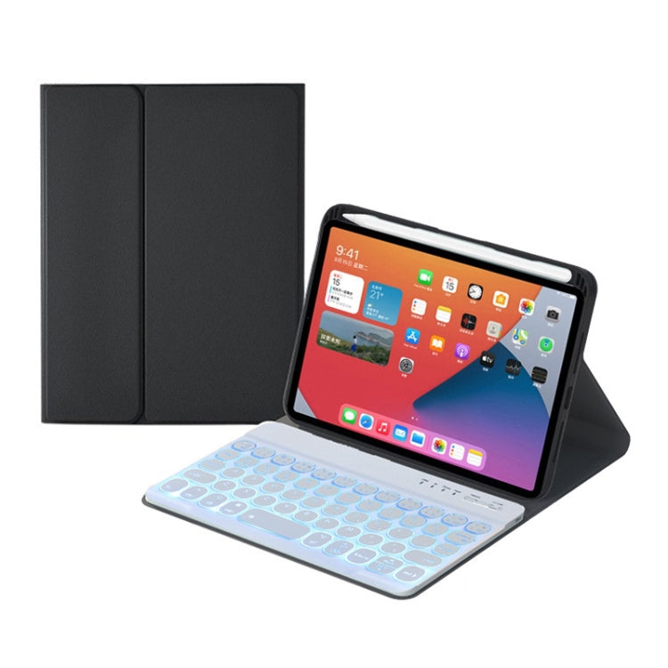 HY006D Étui en cuir avec clavier Bluetooth détachable à touches rondes, rétroéclairage coloré et support pour iPad mini 6, HY006D