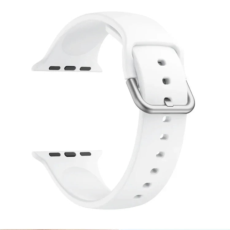 Bracelet de rechange en silicone uni avec boucle pour Apple Watch Series, 7 41mm / 6 & SE & 5 & 4 40mm / 3 & 2 & 1 38mm, 7 45mm / 6 & SE & 5 & 4 44mm / 3 & 2 & 1 42mm