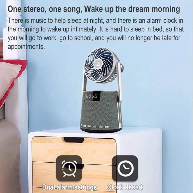 Haut-parleur double réveil Bluetooth sans fil SOAIY K8 avec petit ventilateur