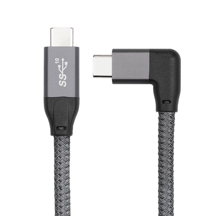 Câble de données USB-C / Type-C coudé 100W mâle à USB-C / Type-C mâle pleine fonction avec E-mark, 0,5 m, 1 m, 1,5 m