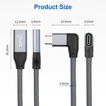 Câble d'extension de données USB-C / Type-C coudé 100W mâle à USB-C / Type-C femelle pleine fonction, 0,2 m, 0,5 m, 1 m, 1,5 m