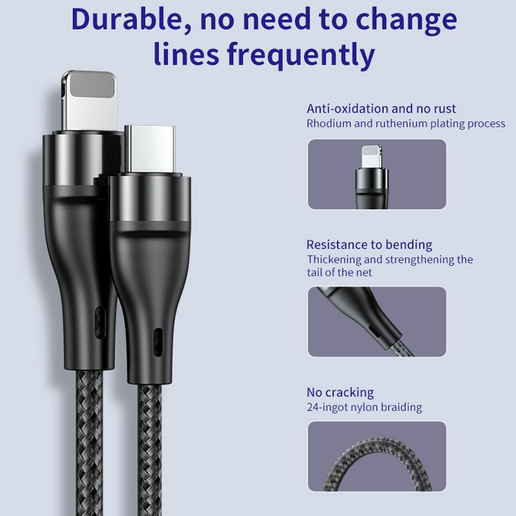 ADC-003 Câble de données tressé de charge rapide Type-C vers 8 broches PD, 1 m, 2 m