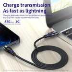 ADC-003 Câble de données tressé de charge rapide Type-C vers 8 broches PD, 1 m, 2 m