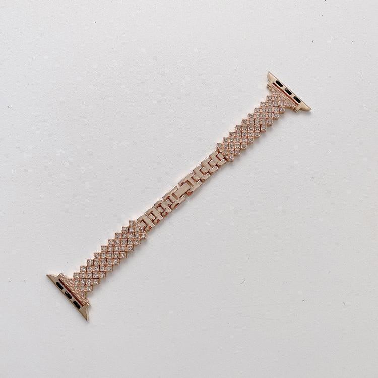 Bracelet de remplacement en métal Rhombus Full Diamond + boîtier pour Apple Watch Series, pour Apple Watch Series 6 / 5 / 4 / Watch SE 40mm, pour Apple Watch Series 6 / 5 / 4 / Watch SE 44mm, 3 & 2 & 1 42mm, 3 & 2 & 1 38mm