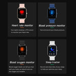 Montre connectée MX7 avec écran tactile IPS de 1,69 pouce, étanche IP68, compatible avec le suivi du sommeil, la surveillance de la fréquence cardiaque, les appels Bluetooth et la surveillance de la température corporelle.
