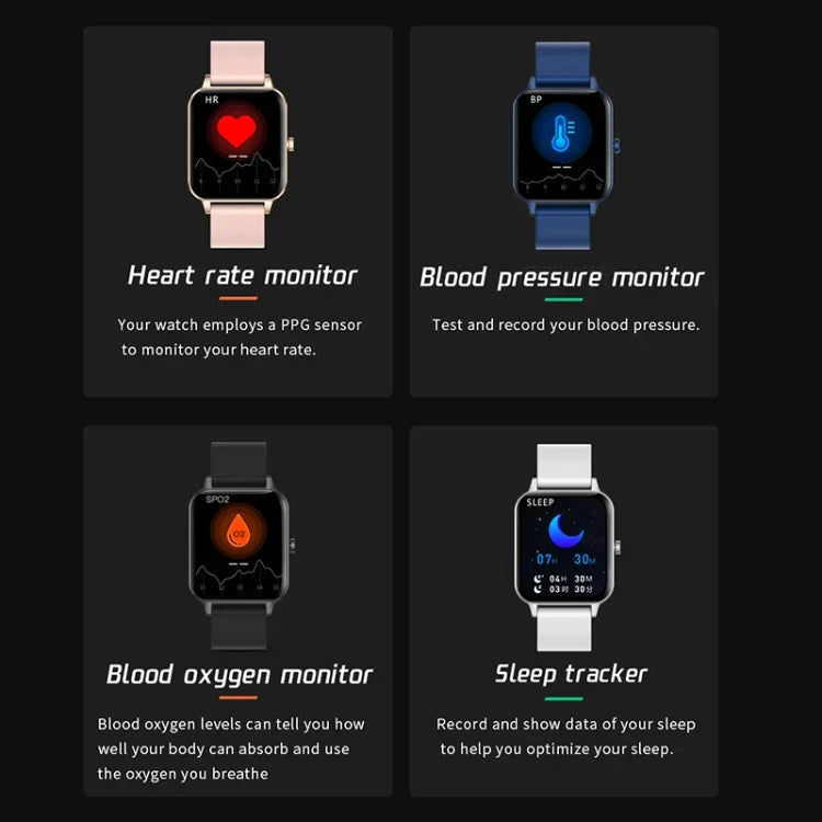 Montre connectée MX7 avec écran tactile IPS de 1,69 pouce, étanche IP68, compatible avec le suivi du sommeil, la surveillance de la fréquence cardiaque, les appels Bluetooth et la surveillance de la température corporelle.
