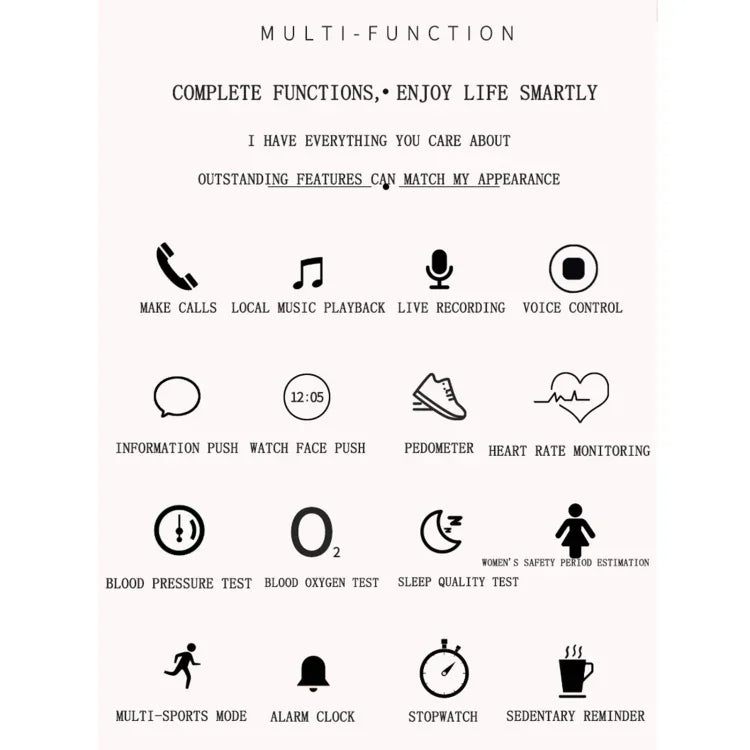 Bracelet connecté Z73 avec écran tactile de 1,09 pouce, compatible avec le suivi du sommeil, la surveillance de la fréquence cardiaque, la commande vocale et le rappel du cycle menstruel.
