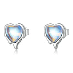 Boucles d'oreilles en argent sterling S925 avec pierre de lune en forme de cœur pour femmes, pierre de lune en forme de cœur