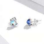 Boucles d'oreilles en argent sterling S925 avec pierre de lune en forme de cœur pour femmes, pierre de lune en forme de cœur