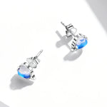 Boucles d'oreilles en argent sterling S925 avec pierre de lune en forme de cœur pour femmes, pierre de lune en forme de cœur