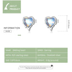 Boucles d'oreilles en argent sterling S925 avec pierre de lune en forme de cœur pour femmes, pierre de lune en forme de cœur