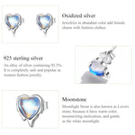 Boucles d'oreilles en argent sterling S925 avec pierre de lune en forme de cœur pour femmes, pierre de lune en forme de cœur