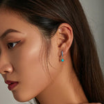 Boucles d'oreilles pour femme en argent sterling S925 avec turquoise rhomboïde, turquoise rhomboïde