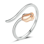 Bague ouverte femme Rose en argent sterling S925, Rose