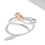 Bague ouverte femme Rose en argent sterling S925, Rose
