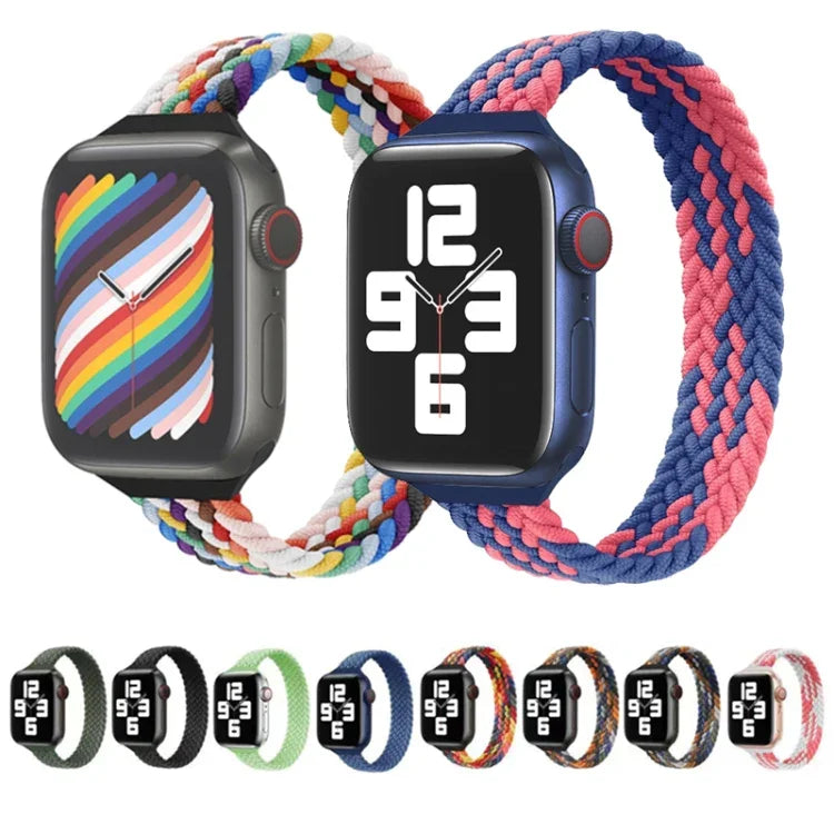 Bracelet de rechange en nylon tressé à boucle simple et taille fine pour Apple Watch Series, XS 130mm, XS 135mm, 7 41mm / 6&SE&5&4 40mm / 3&2&1 38mm