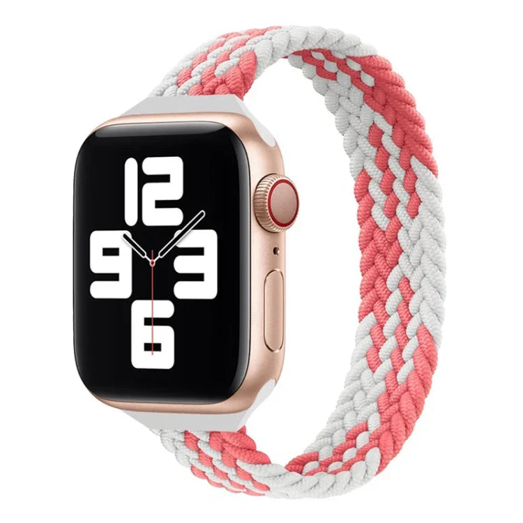 Bracelet de rechange en nylon tressé à boucle simple et taille fine pour Apple Watch Series, XS 130mm, XS 135mm, 7 41mm / 6&SE&5&4 40mm / 3&2&1 38mm