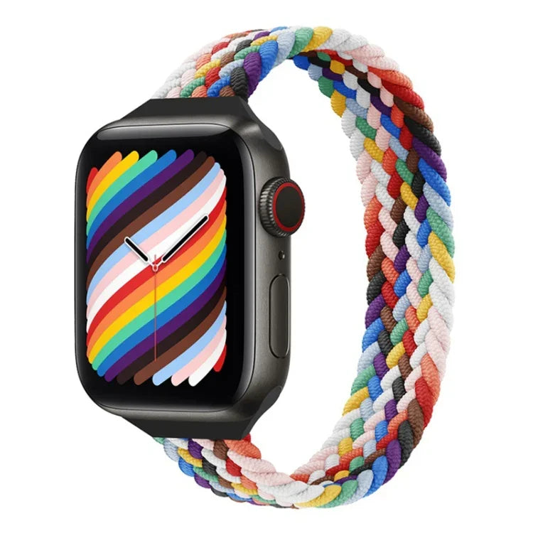 Bracelet de rechange en nylon tressé à boucle simple et taille fine pour Apple Watch Series, XS 130mm, XS 135mm, 7 41mm / 6&SE&5&4 40mm / 3&2&1 38mm