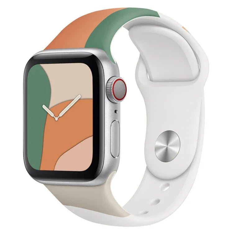 Bracelet de rechange en silicone, couleur contrastée, série Morandi, pour Apple Watch Series 7 41mm / 6&SE&5&4 40mm / 3&2&1 38mm, 7 45mm / 6&SE&5&4 44mm / 3&2&1 42mm