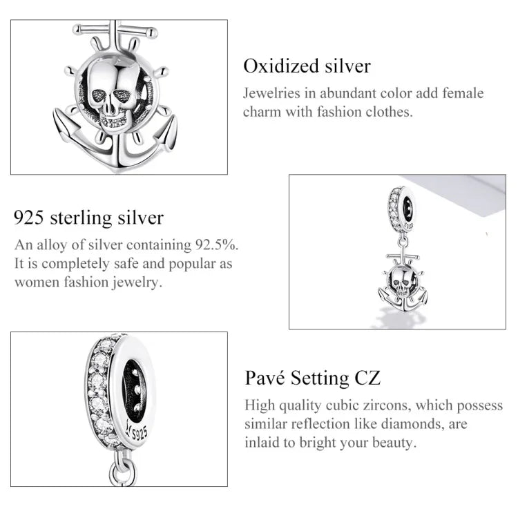 Pendentif Bateau Crâne Pirate en Argent Sterling S925, Accessoires DIY Bracelet Collier, Bateau Crâne Pirate