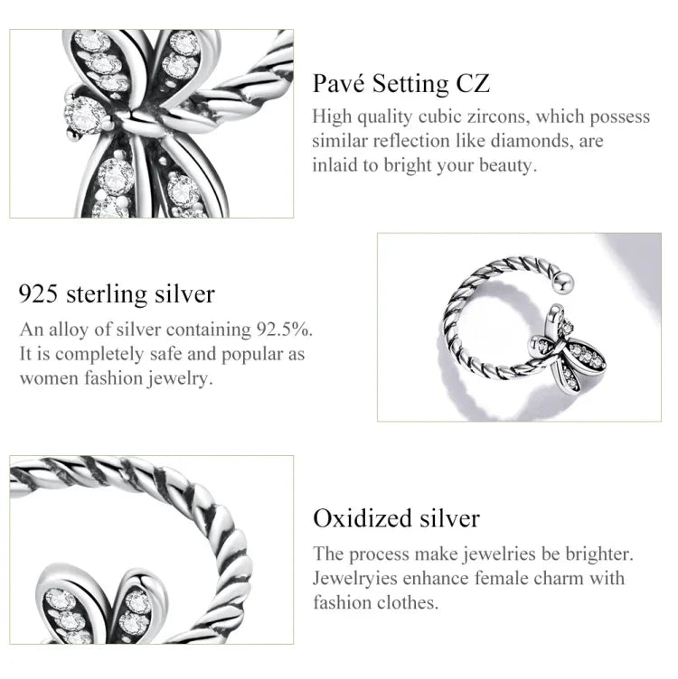 Boucles d'oreilles femme libellule exquises en argent sterling S925, Libellule