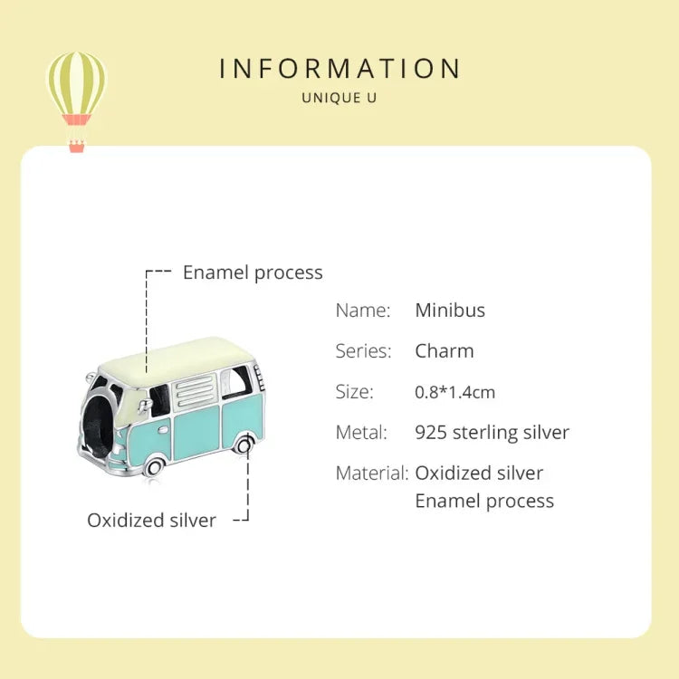 Accessoires pour bracelet et collier DIY en argent sterling S925, perles Mini Bus, Mini Bus