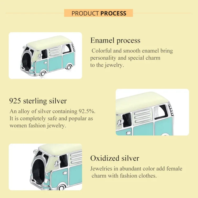 Accessoires pour bracelet et collier DIY en argent sterling S925, perles Mini Bus, Mini Bus