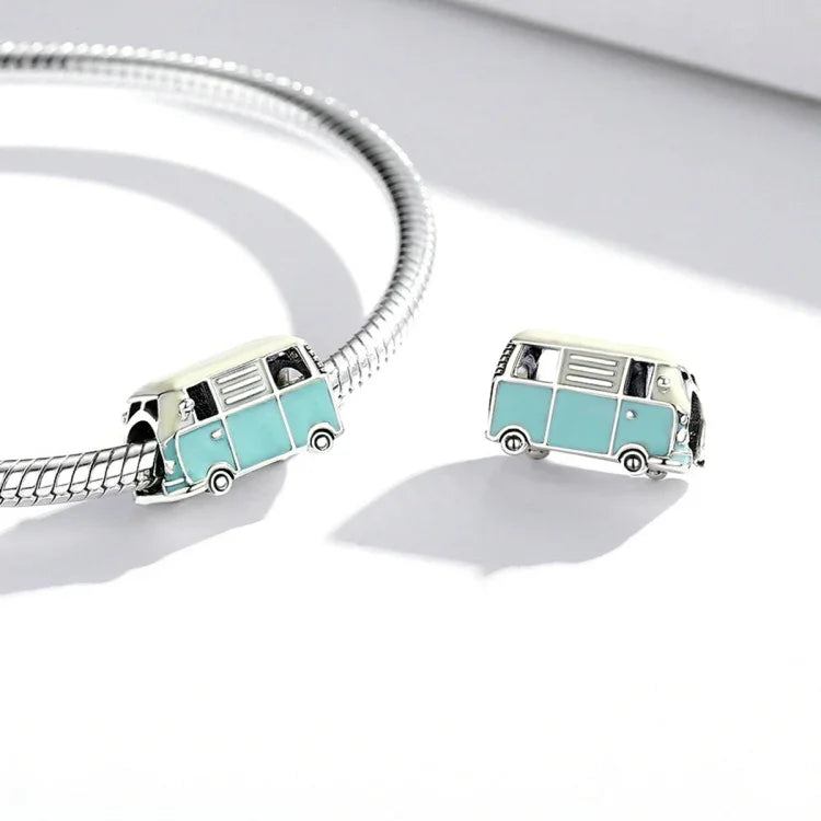 Accessoires pour bracelet et collier DIY en argent sterling S925, perles Mini Bus, Mini Bus
