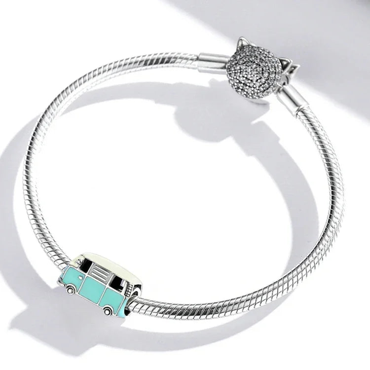 Accessoires pour bracelet et collier DIY en argent sterling S925, perles Mini Bus, Mini Bus