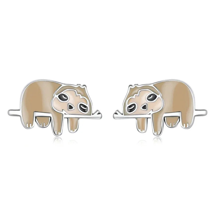 Puces d'oreilles paresseux mignonnes en argent sterling S925 pour femmes, Paresseux mignon