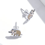 Puces d'oreilles paresseux mignonnes en argent sterling S925 pour femmes, Paresseux mignon