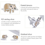 Puces d'oreilles paresseux mignonnes en argent sterling S925 pour femmes, Paresseux mignon