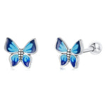 Boucles d'oreilles clous papillon en argent sterling S925 pour femmes, papillon