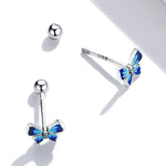 Boucles d'oreilles clous papillon en argent sterling S925 pour femmes, papillon
