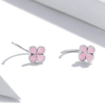 Boucles d'oreilles clous en argent sterling S925 avec fleurs roses pour femmes, Fleurs roses