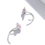 Boucles d'oreilles clous en argent sterling S925 avec fleurs roses pour femmes, Fleurs roses