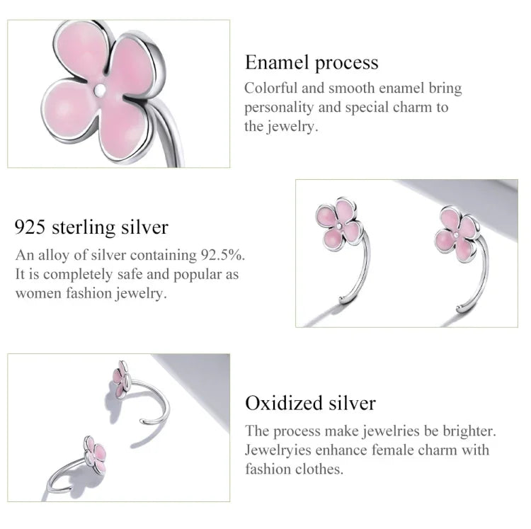 Boucles d'oreilles clous en argent sterling S925 avec fleurs roses pour femmes, Fleurs roses