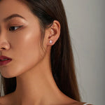 Boucles d'oreilles clous en argent sterling S925 avec fleurs roses pour femmes, Fleurs roses