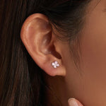 Boucles d'oreilles clous en argent sterling S925 avec fleurs roses pour femmes, Fleurs roses
