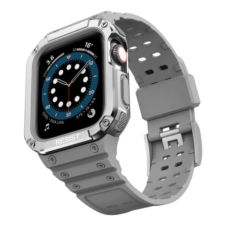 Bracelet de montre de remplacement intégré en silicone pour Apple Watch Series, pour Apple Watch Series 9&8&7 45mm / SE&6&5&4 44mm / 3&2&1 42mm
