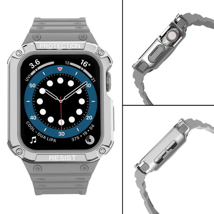 Bracelet de montre de remplacement intégré en silicone pour Apple Watch Series, pour Apple Watch Series 9&8&7 45mm / SE&6&5&4 44mm / 3&2&1 42mm